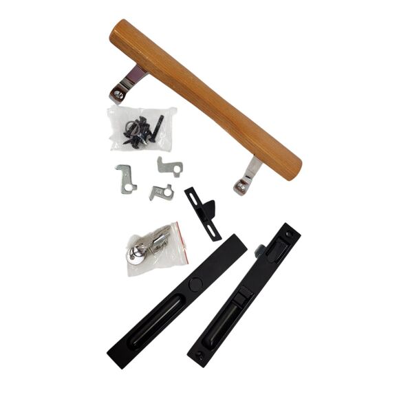 Prime-Line C 1032 Keyed Sliding Glass Door Keyed Wood Handle Set - Picture 2 of 10